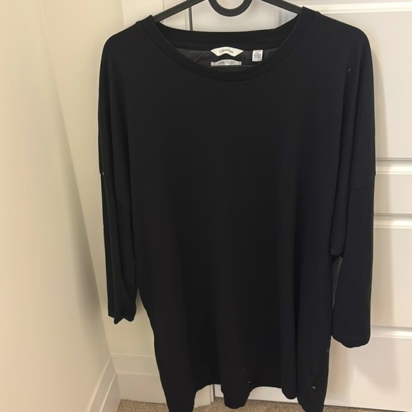 Calvin Klein black crewneck liquid touch oversized long sleeve top Sz XL - Picture 3 of 14